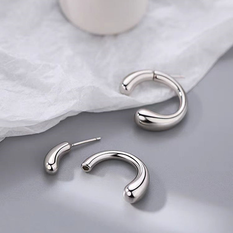 Sterling Silver C-Shaped Earrings