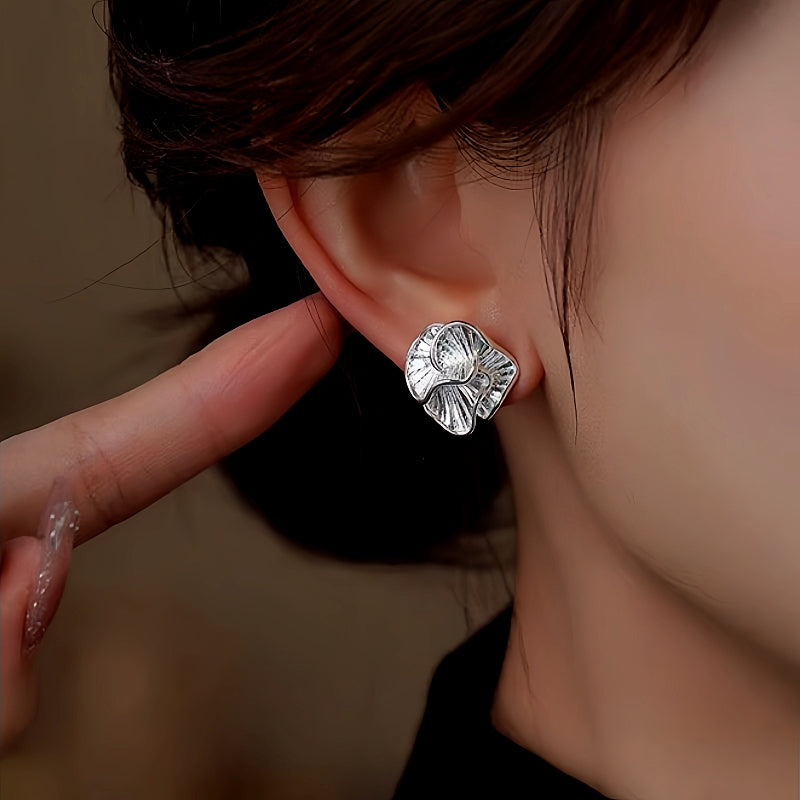 Sterling Silver Camellia Stud Earrings