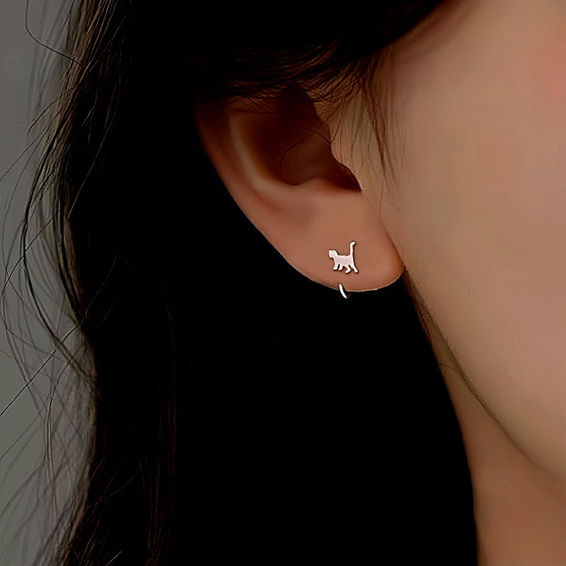 Sterling Silver Cat Ear Hook Earrings