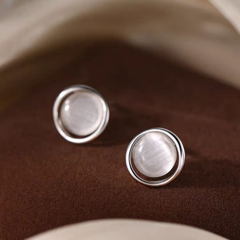 Sterling Silver Cat's Eye Stud Earrings