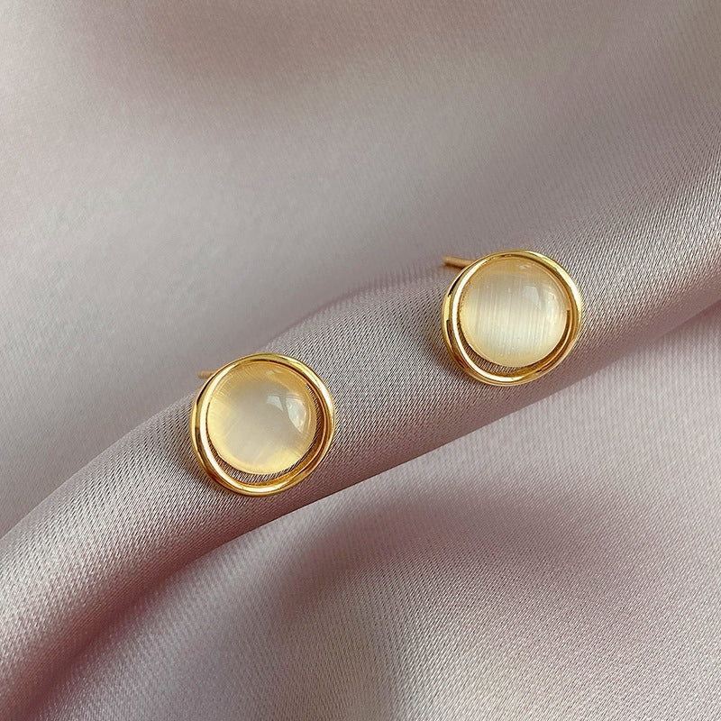 Sterling Silver Cat's Eye Stud Earrings