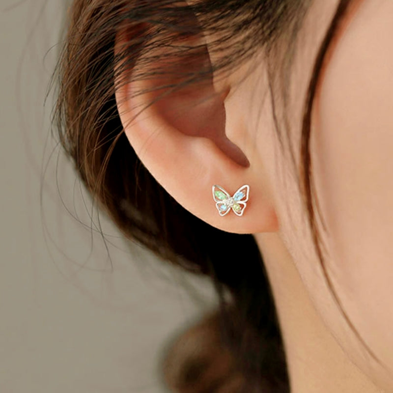 Sterling Silver Colorful Butterfly Studs
