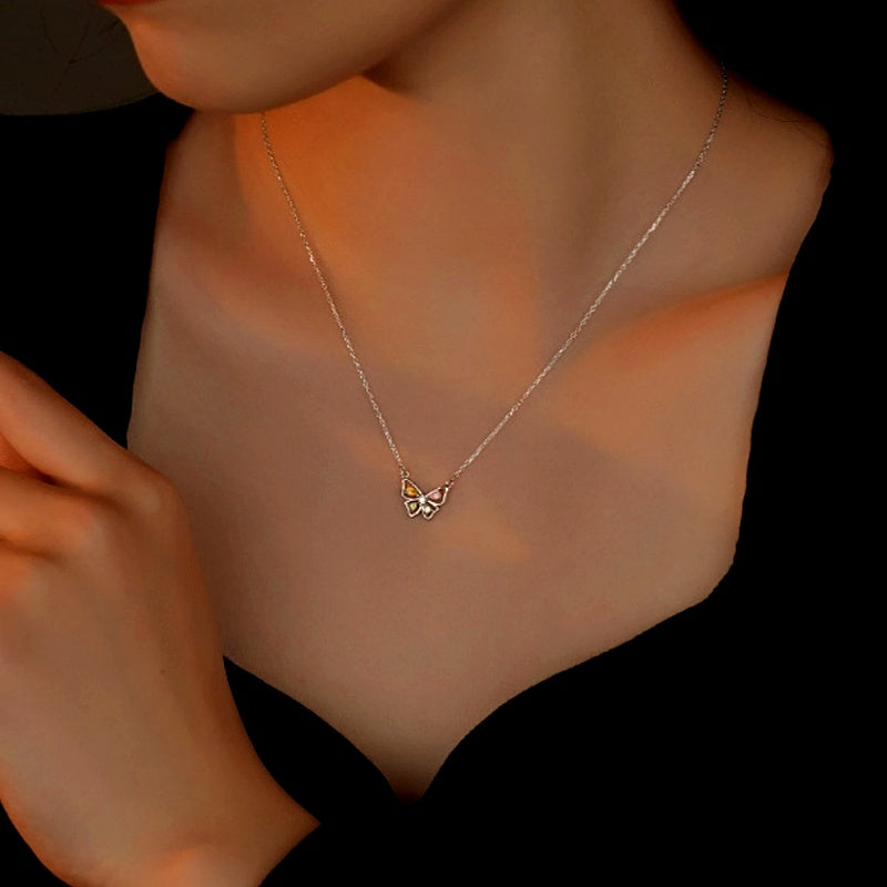 Sterling Silver Colorful Diamond Butterfly Set