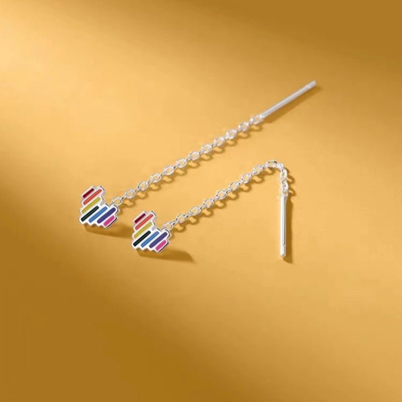 Sterling Silver Colorful Heart Earrings