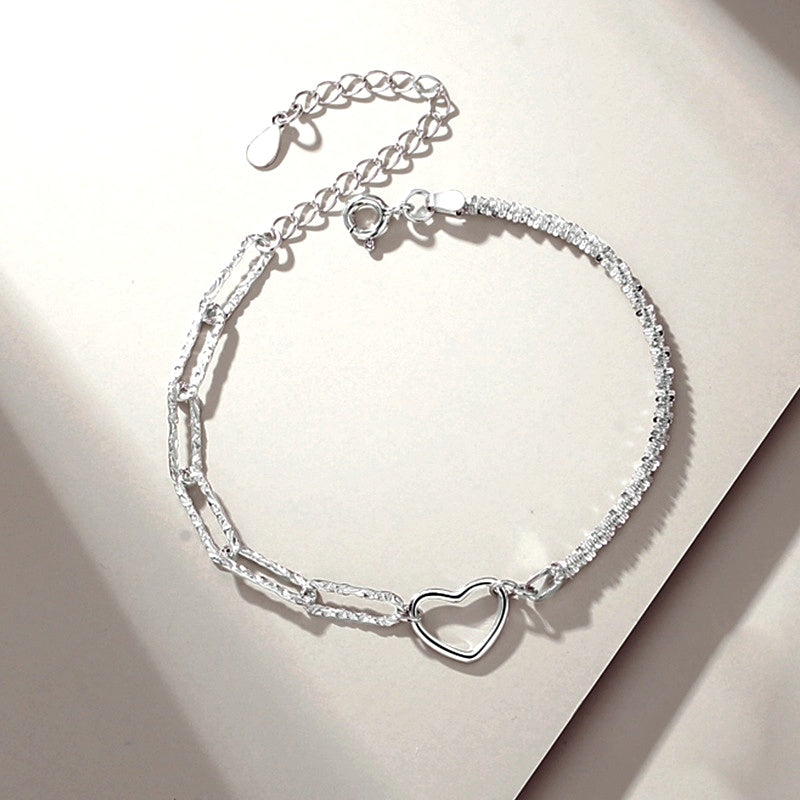Sterling Silver Couple Star And Heart Bracelets