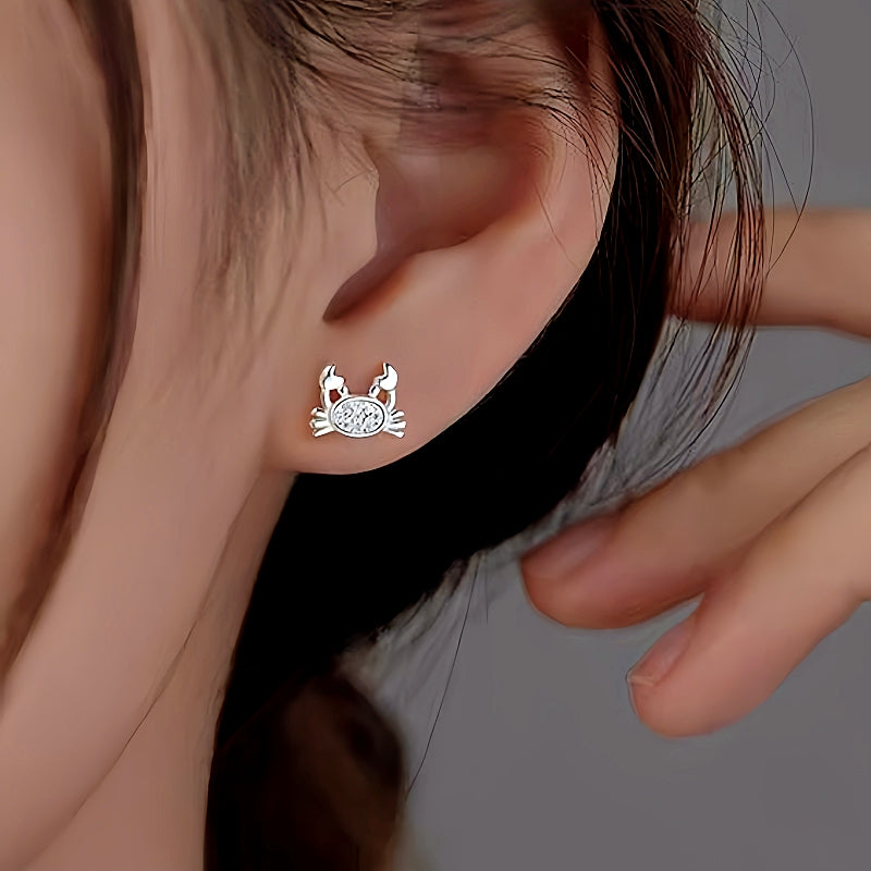Sterling Silver Crab Stud Earrings