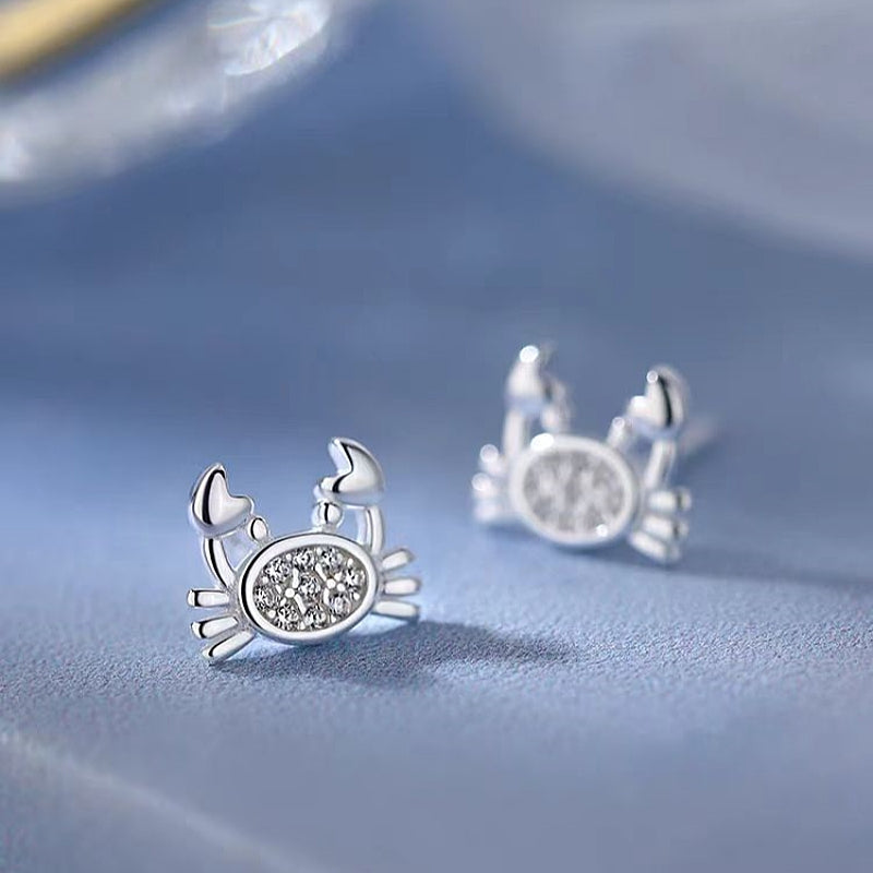 Sterling Silver Crab Stud Earrings