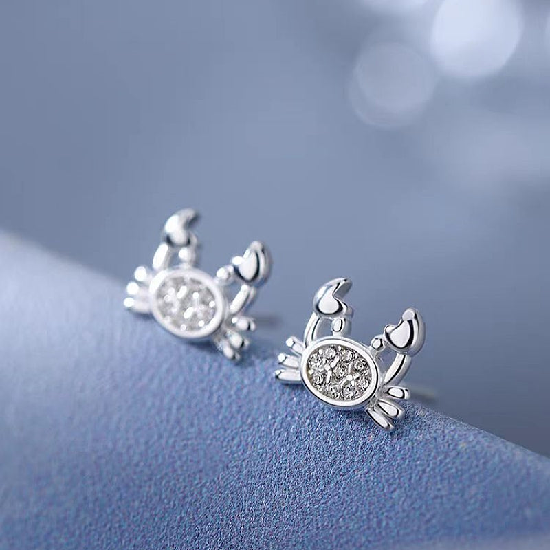 Sterling Silver Crab Stud Earrings