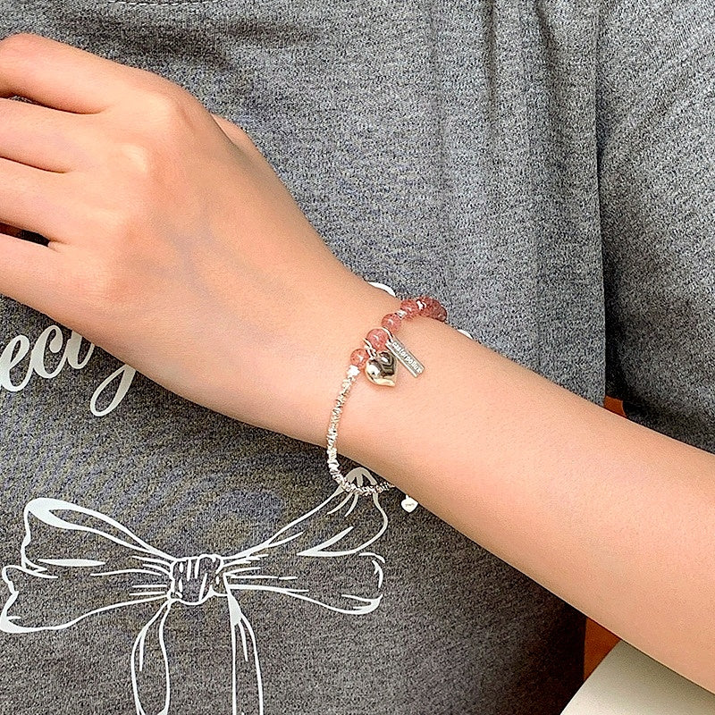 Sterling Silver Crystal Aquamarine Broken Silver Heart Bracelets