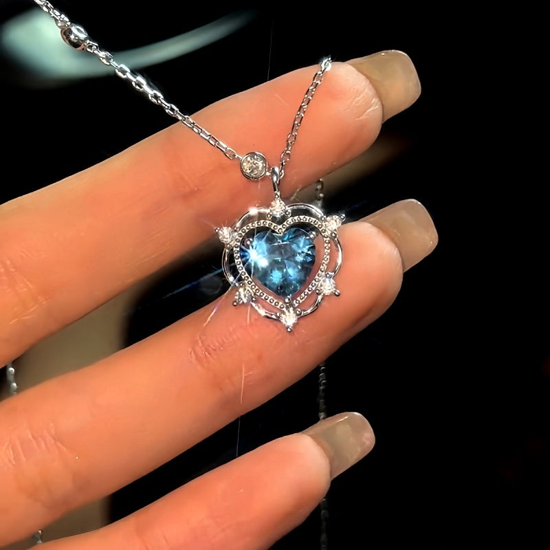 Sterling Silver Crystal Heart Necklace