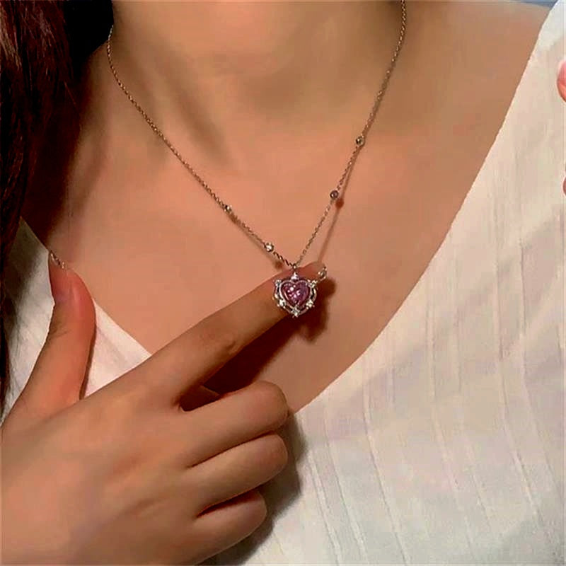 Sterling Silver Crystal Heart Necklace