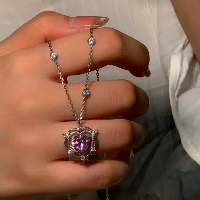 Sterling Silver Crystal Heart Necklace