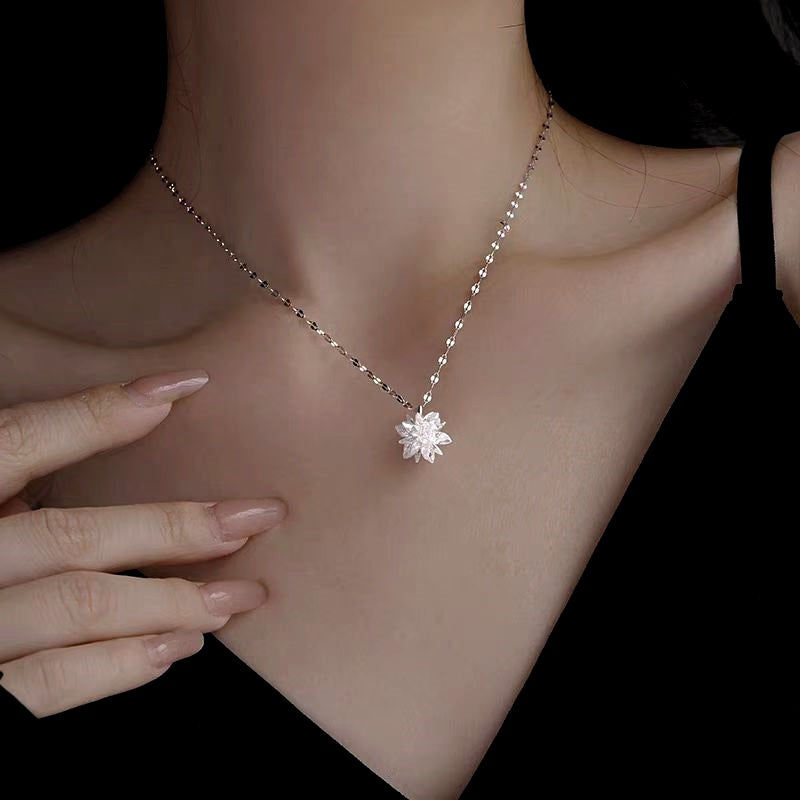Sterling Silver Crystal Ice Flower Necklaces