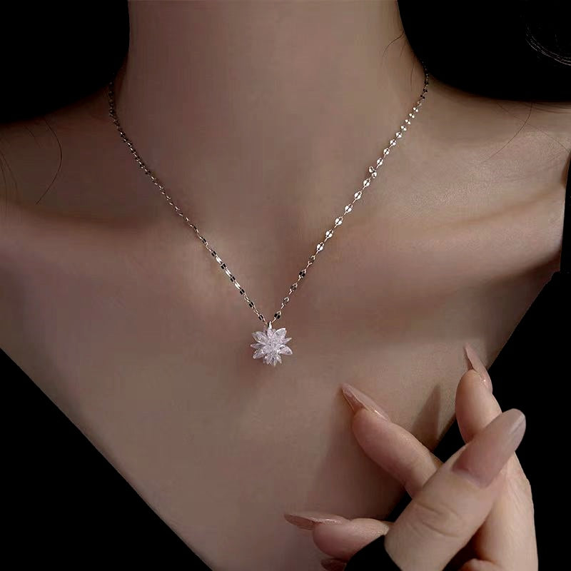 Sterling Silver Crystal Ice Flower Necklaces