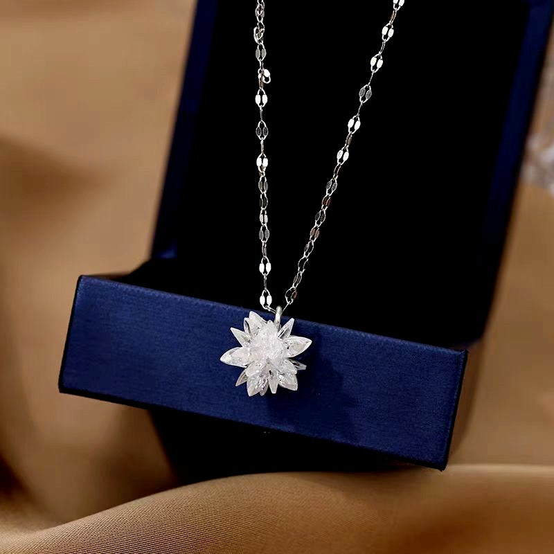 Sterling Silver Crystal Ice Flower Necklaces