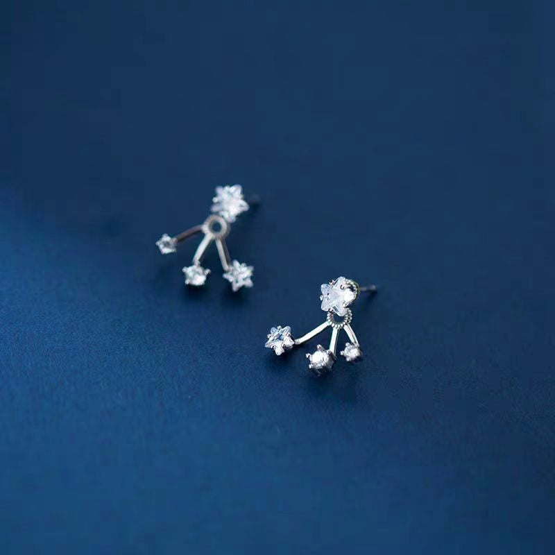 Sterling Silver Diamond-Studded Star Earrings