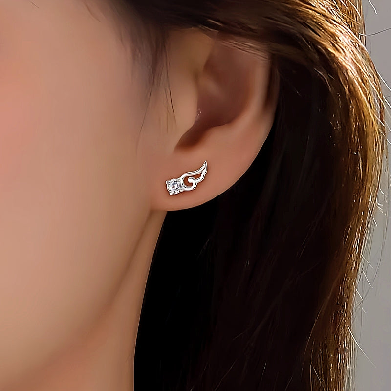 Sterling Silver Diamond Angel Wing Earrings