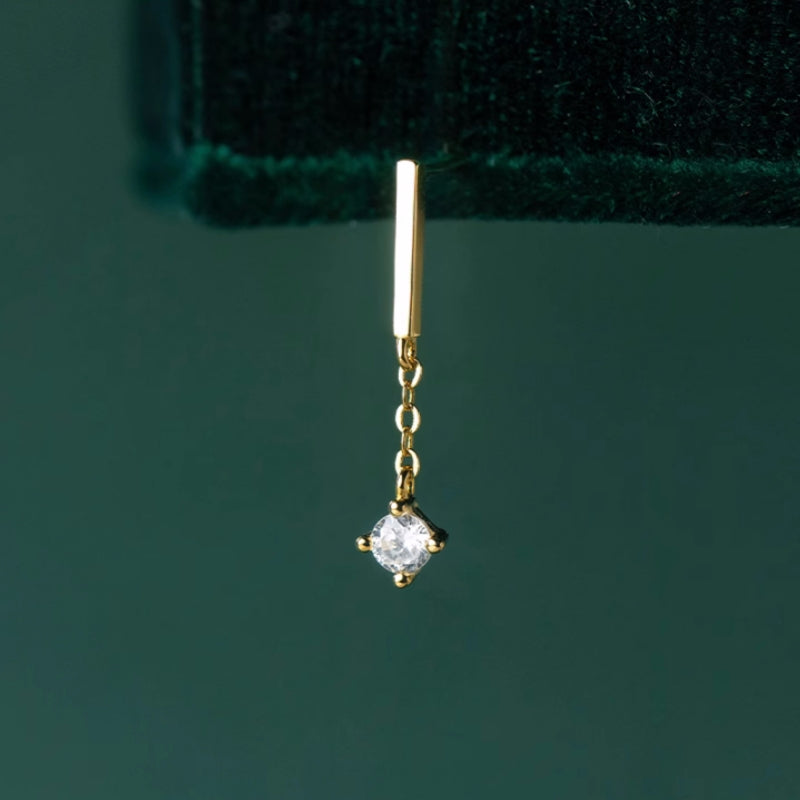 Sterling Silver Diamond Chain Earrings