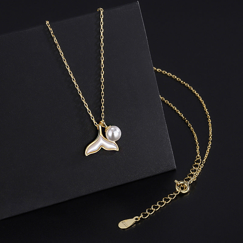 Sterling Silver Diamond Fishtail Pearl Necklaces