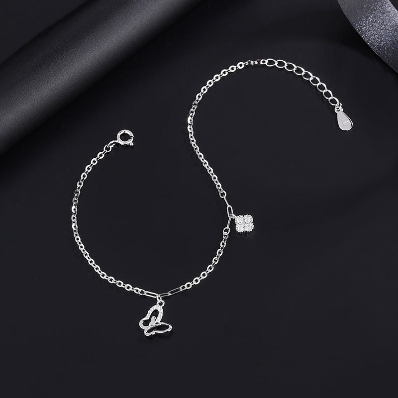 Sterling Silver Diamond Four-Leaf Clover Bracelets