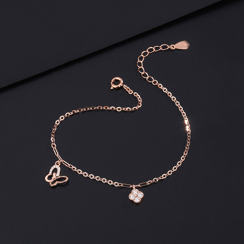 Sterling Silver Diamond Four-Leaf Clover Bracelets