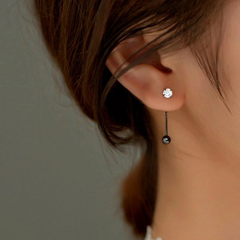 Sterling Silver Diamond Pearl Earrings