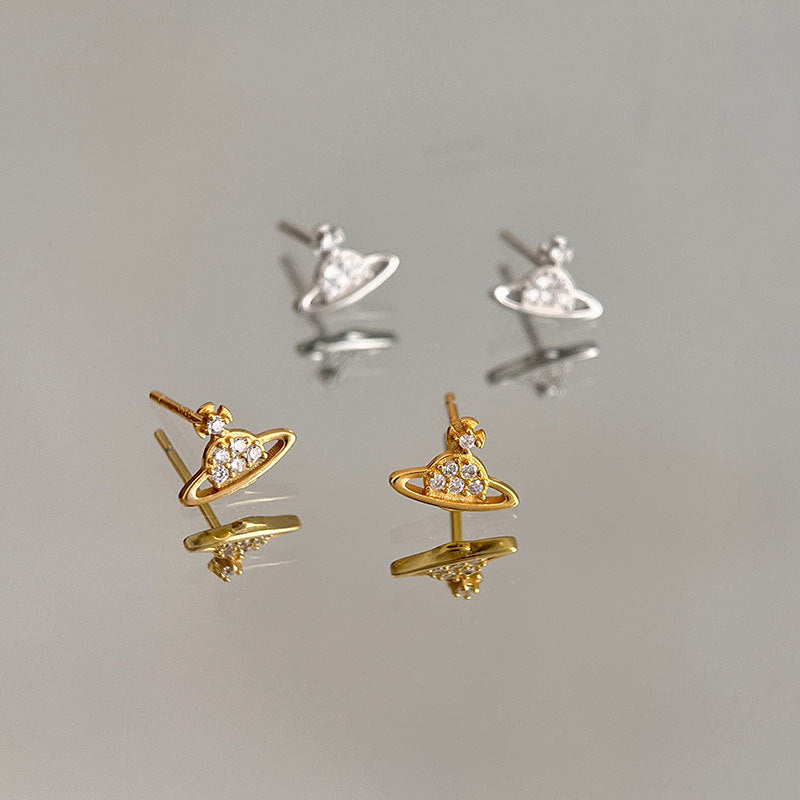 Sterling Silver Diamond Star Stud Earrings