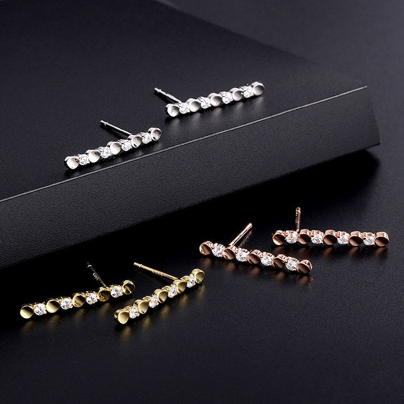 Sterling Silver Diamond Stud Earrings