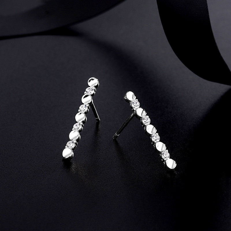 Sterling Silver Diamond Stud Earrings