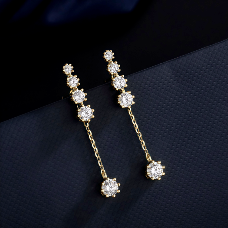 Sterling Silver Diamond Tassel Earrings