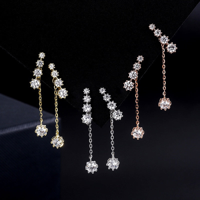 Sterling Silver Diamond Tassel Earrings