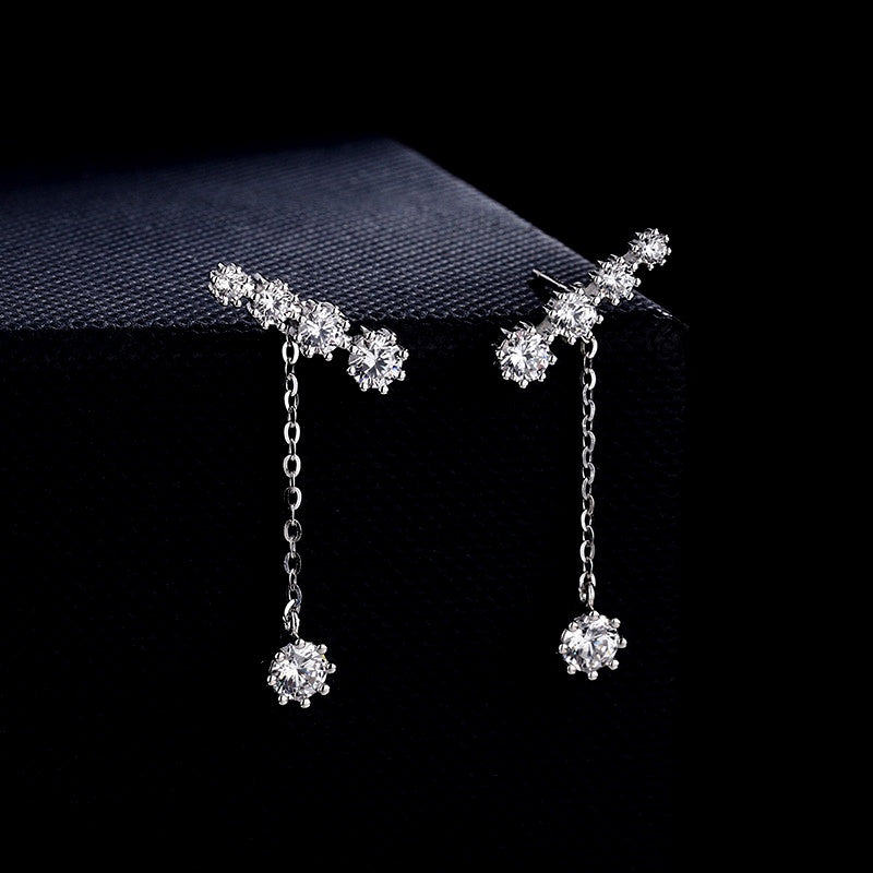 Sterling Silver Diamond Tassel Earrings