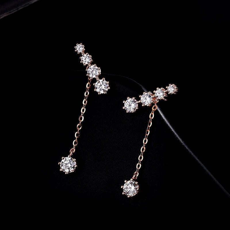 Sterling Silver Diamond Tassel Earrings