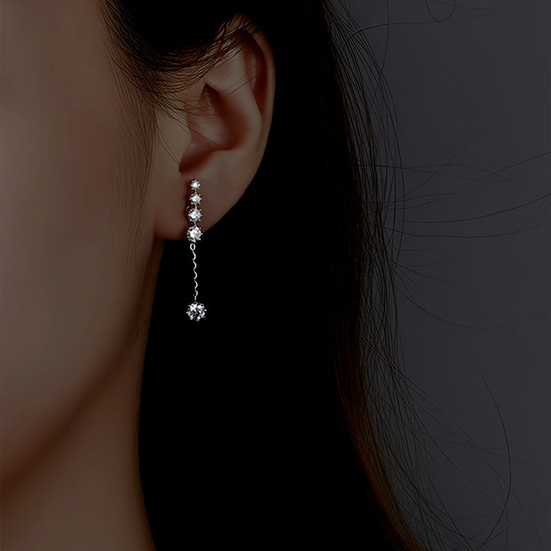 Sterling Silver Diamond Tassel Earrings
