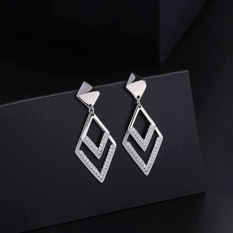 Sterling Silver Diamond Water Drop Earrings
