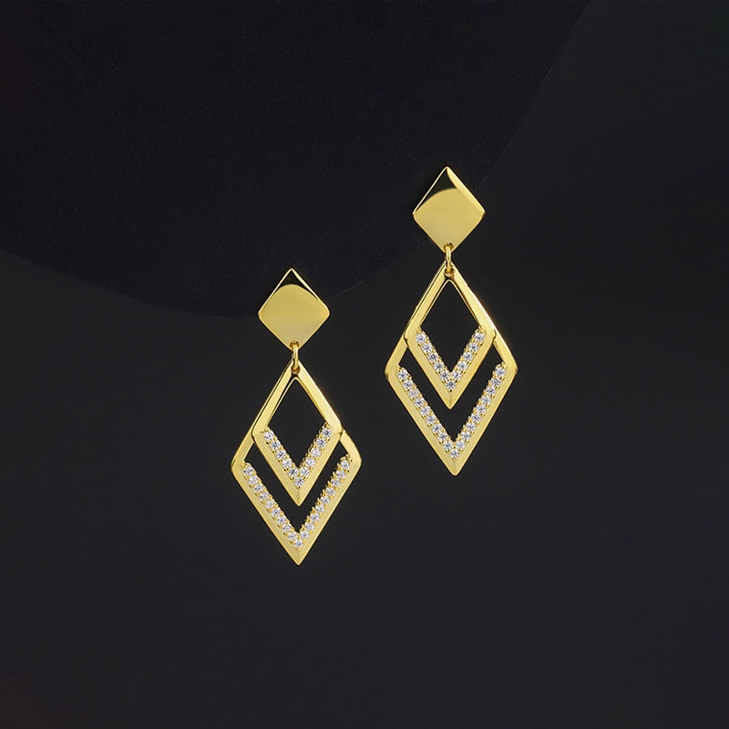 Sterling Silver Diamond Water Drop Earrings