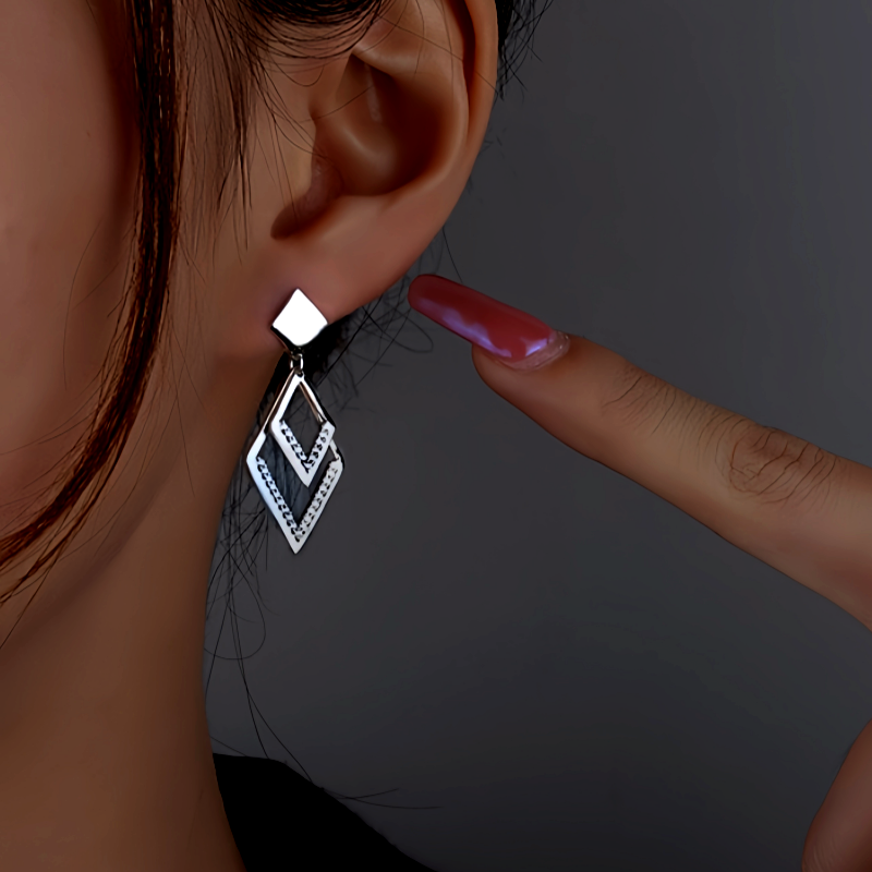Sterling Silver Diamond Water Drop Earrings