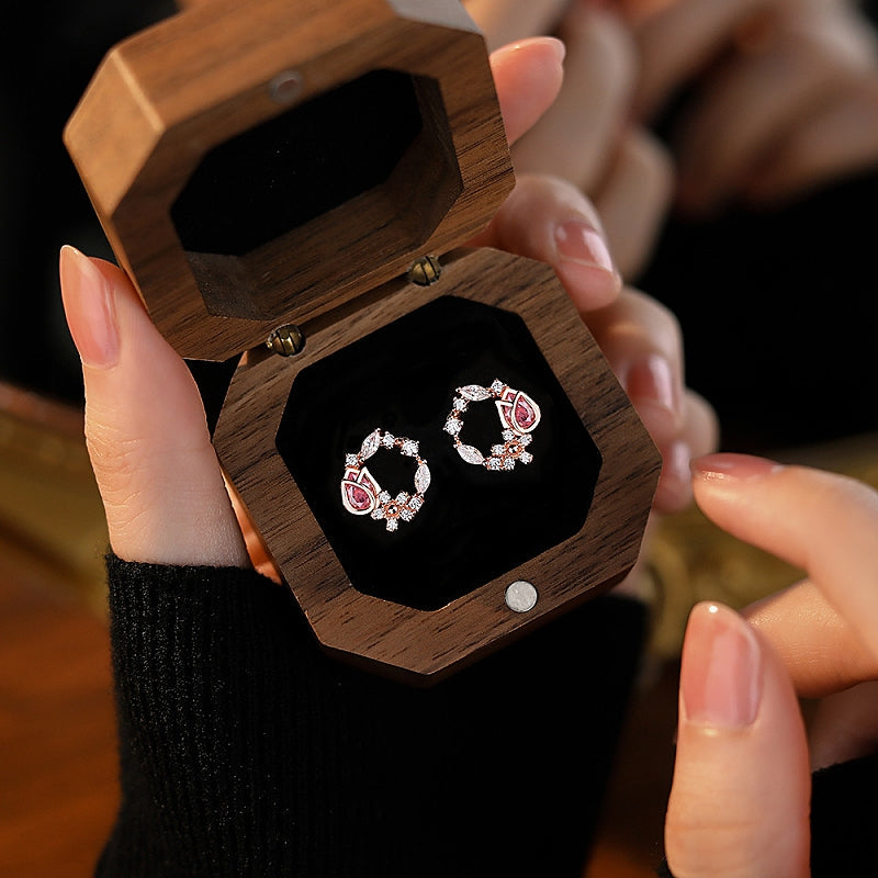 Sterling Silver Diamonds And Pink Zircon Tulip Earrings
