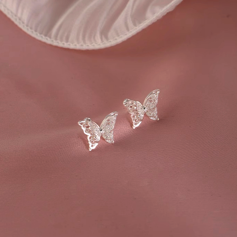 Sterling Silver Double-Layer Butterfly Earrings