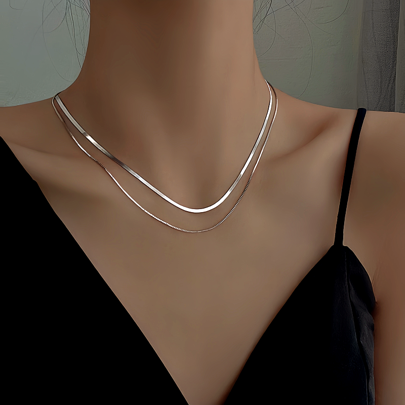 Sterling Silver Double-Layer Chain Necklace