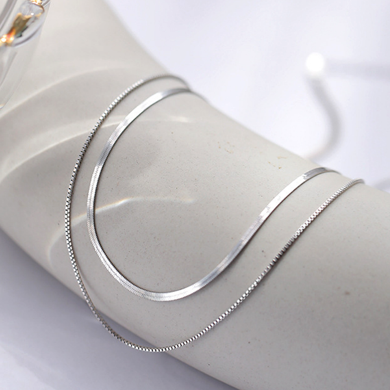 Sterling Silver Double-Layer Chain Necklace