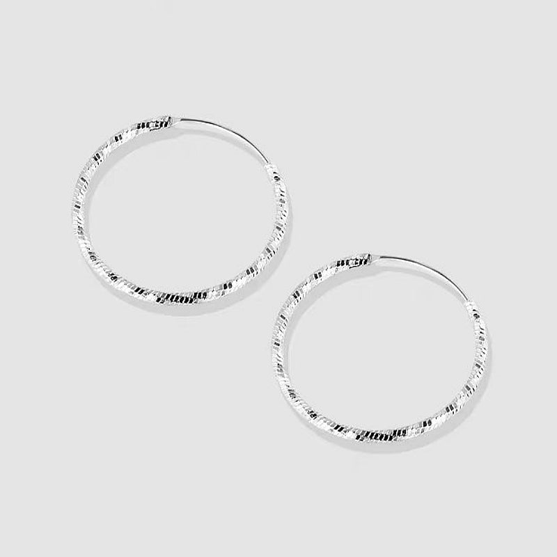 Sterling Silver Edge Face Hoop Earrings