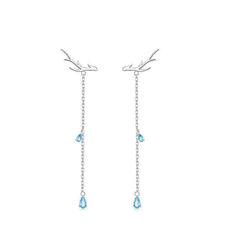 Sterling Silver Elegant Antler Tassel Earrings
