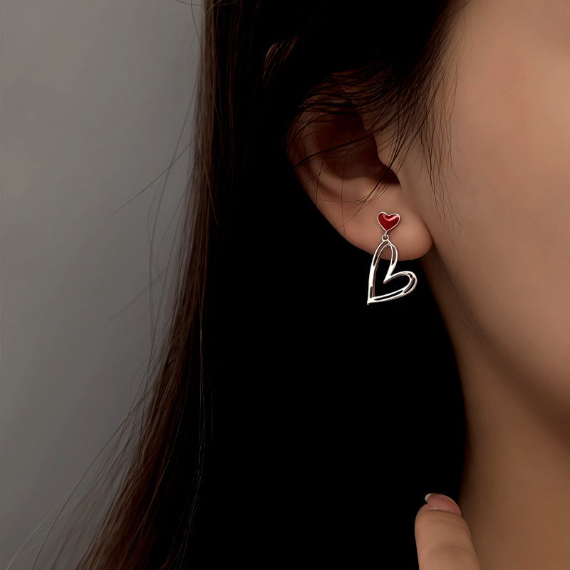 Sterling Silver Elegant Asymmetrical Heart Earrings