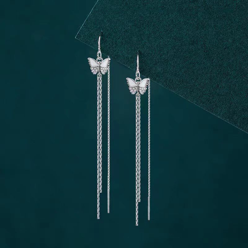 Sterling Silver Elegant Butterfly Threader Earrings