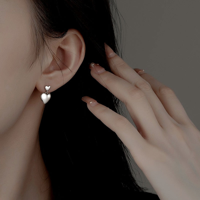 Sterling Silver Elegant Double-Heart Earrings