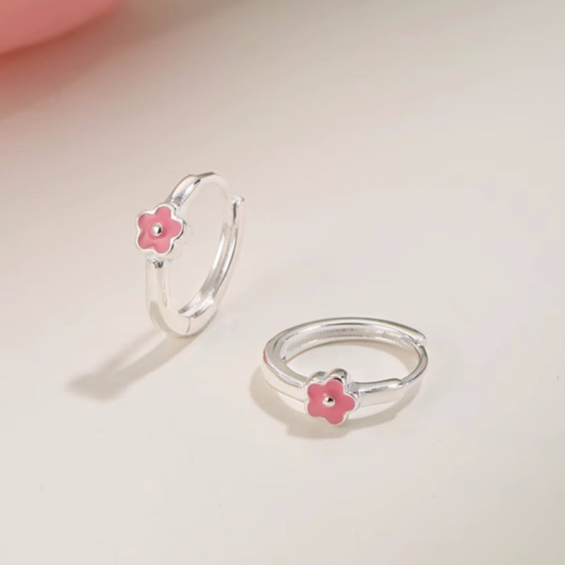 Sterling Silver Elegant Flower Hoop Earrings