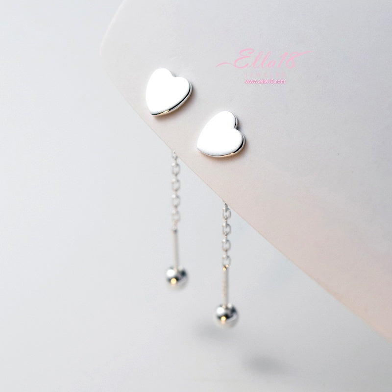 Sterling Silver Elegant Heart-Design Threader Earrings