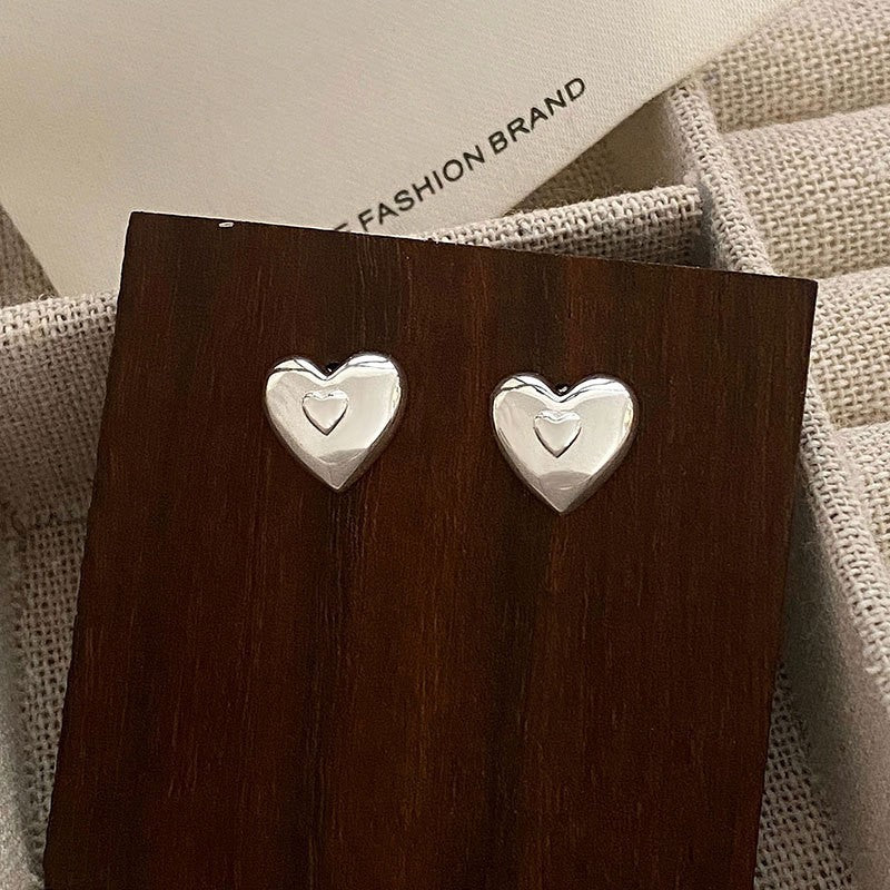 Sterling Silver Elegant Heart Studs