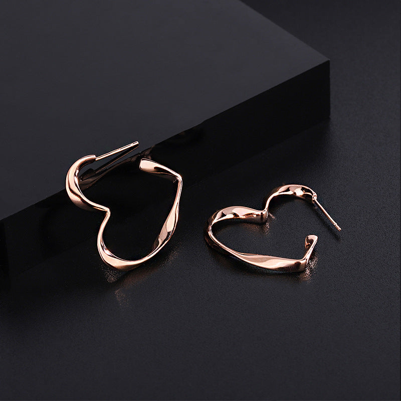 Sterling Silver Elegant Hollow Love Heart Earrings